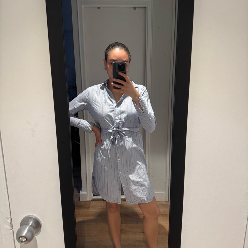 Scotch & Soda Long Sleeve Tie Front Shirt Dress